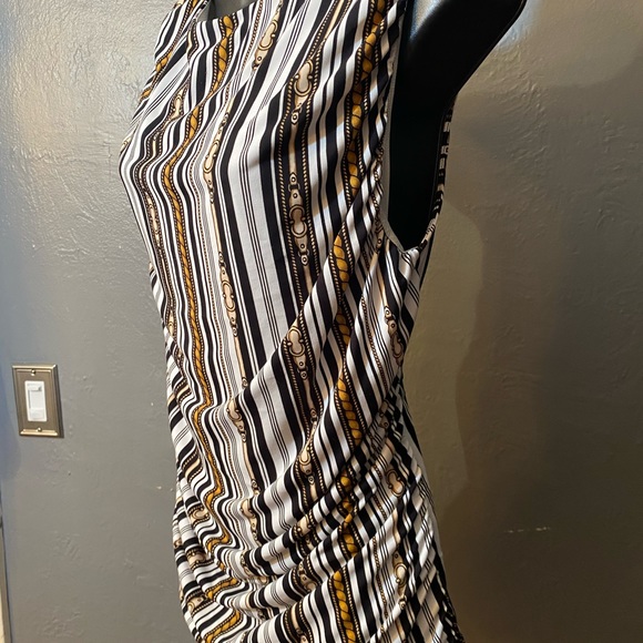 Premise equestrian motif striped sleeveless top with front rushing - Picture 14 of 16